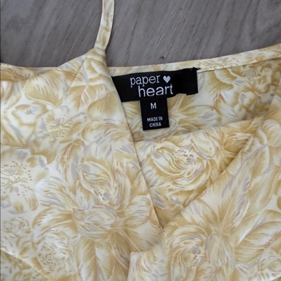 Paper Heart Elegant Yellow Floral Midi slip Dress SZ Medium - Picture 2 of 11